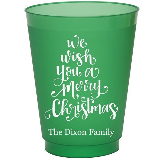 Hand Lettered We Wish You A Merry Christmas Colored Shatterproof Cups